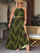 Conjunto com top e saia com fenda Regiane