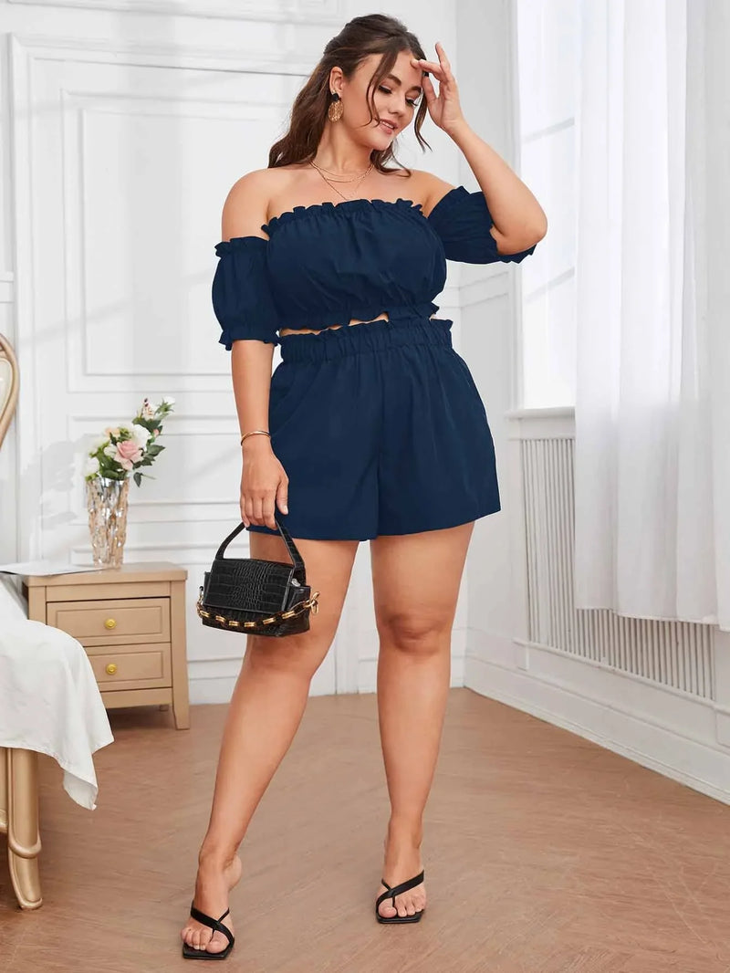 Conjunto Plus Size Casual com Babados e Cintura Franzida Renata