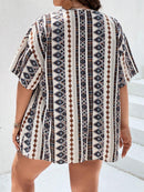 Conjunto Casual de Verão Plus Size com Camisa Listrada e Shorts Isabella