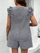 Conjunto Blusa de Manga Curta Xadrez e Short Mily