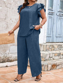 Conjunto blusa manga curta e calça Joannys