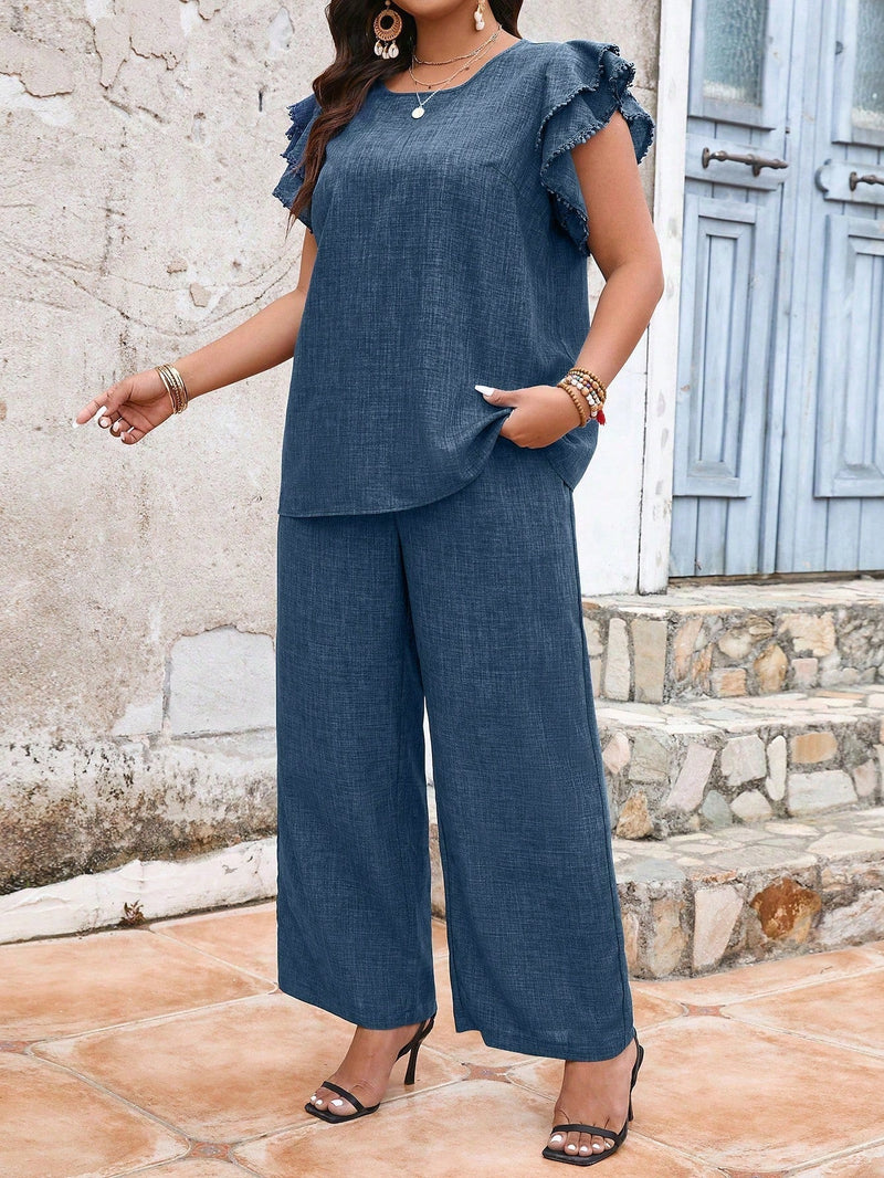 Conjunto blusa manga curta e calça Joannys