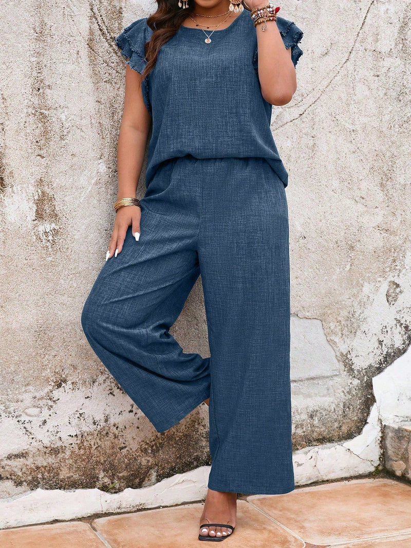 Conjunto blusa manga curta e calça Joannys