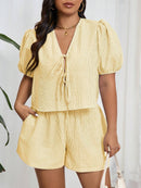 Conjunto Plus Size Listrado de Verão com Camisa e Shorts Beatriz