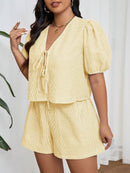 Conjunto Plus Size Listrado de Verão com Camisa e Shorts Beatriz