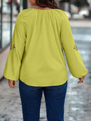 Camisa Feminina manga bordada Lourdes Plus Size