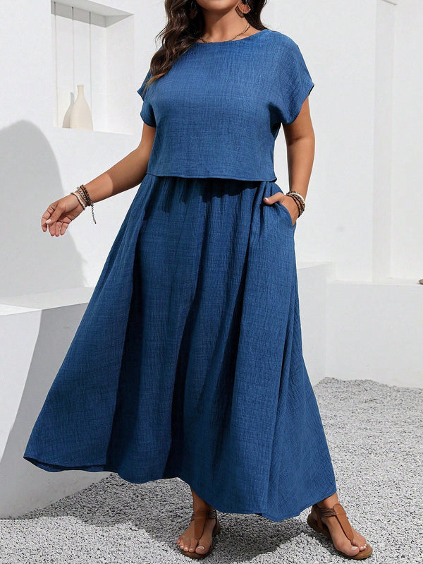 Conjunto Blusa e saia com decoração de bolso Rosana