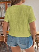 Blusa casual enrugada gola V Trina