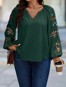 Camisa Feminina manga bordada Lourdes Plus Size