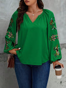 Camisa Feminina manga bordada Lourdes Plus Size