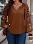 Camisa Feminina manga bordada Lourdes Plus Size