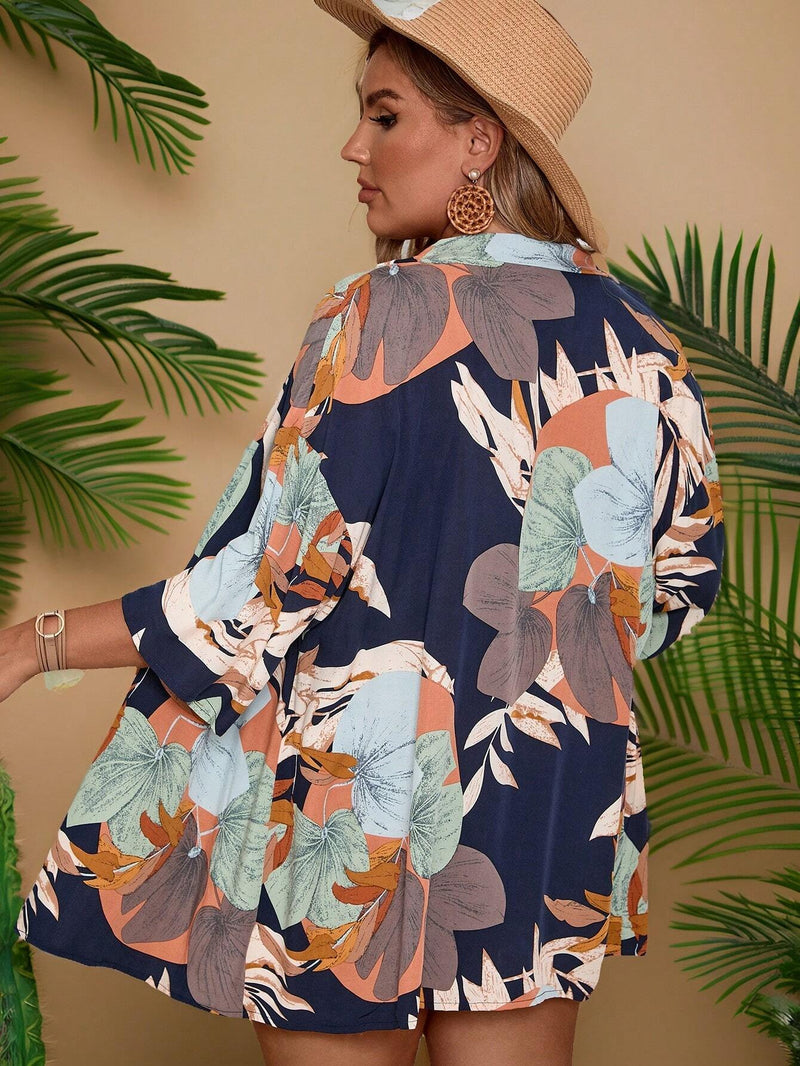 Conjunto Plus Size de Praia com Kimono e Shorts Letícia