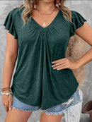 Blusa solta e confortável gola V Yannty