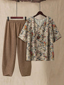 Conjunto Camisa com Estampa Floral e Calça Cropped Ivone