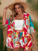 Conjunto Plus Size de Praia com Kimono e Shorts Letícia
