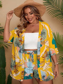 Conjunto Plus Size de Praia com Kimono e Shorts Letícia