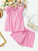 Conjunto Blusa de Manga Curta Xadrez e Short Mily