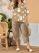 Conjunto Camisa com Estampa Floral e Calça Cropped Ivone