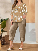 Conjunto Camisa com Estampa Floral e Calça Cropped Ivone