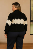 Blusa Tricot Bicolor Preto e Branco