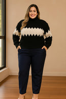 Blusa Tricot Bicolor Preto e Branco