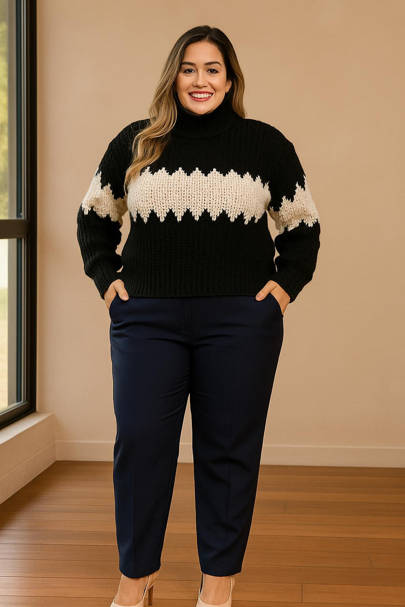 Blusa Tricot Bicolor Preto e Branco