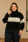 Blusa Tricot Bicolor Preto e Branco
