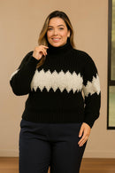 Blusa Tricot Bicolor Preto e Branco