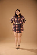 Conjunto Lamalb Xadrez Short Couro