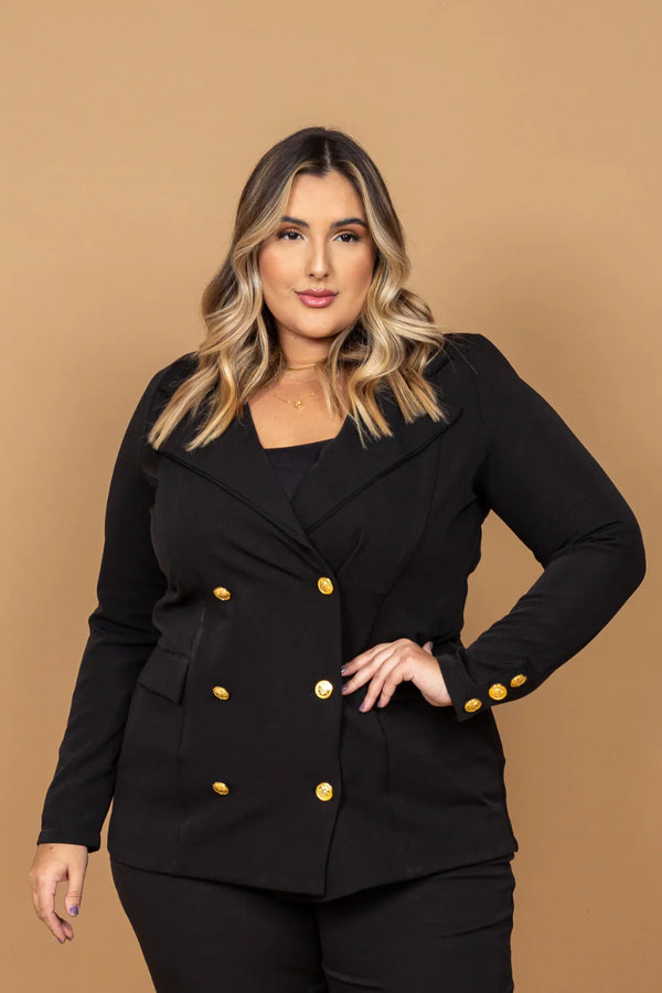 Blazer Feminino Preto Elis – Alfaiataria Plus Size