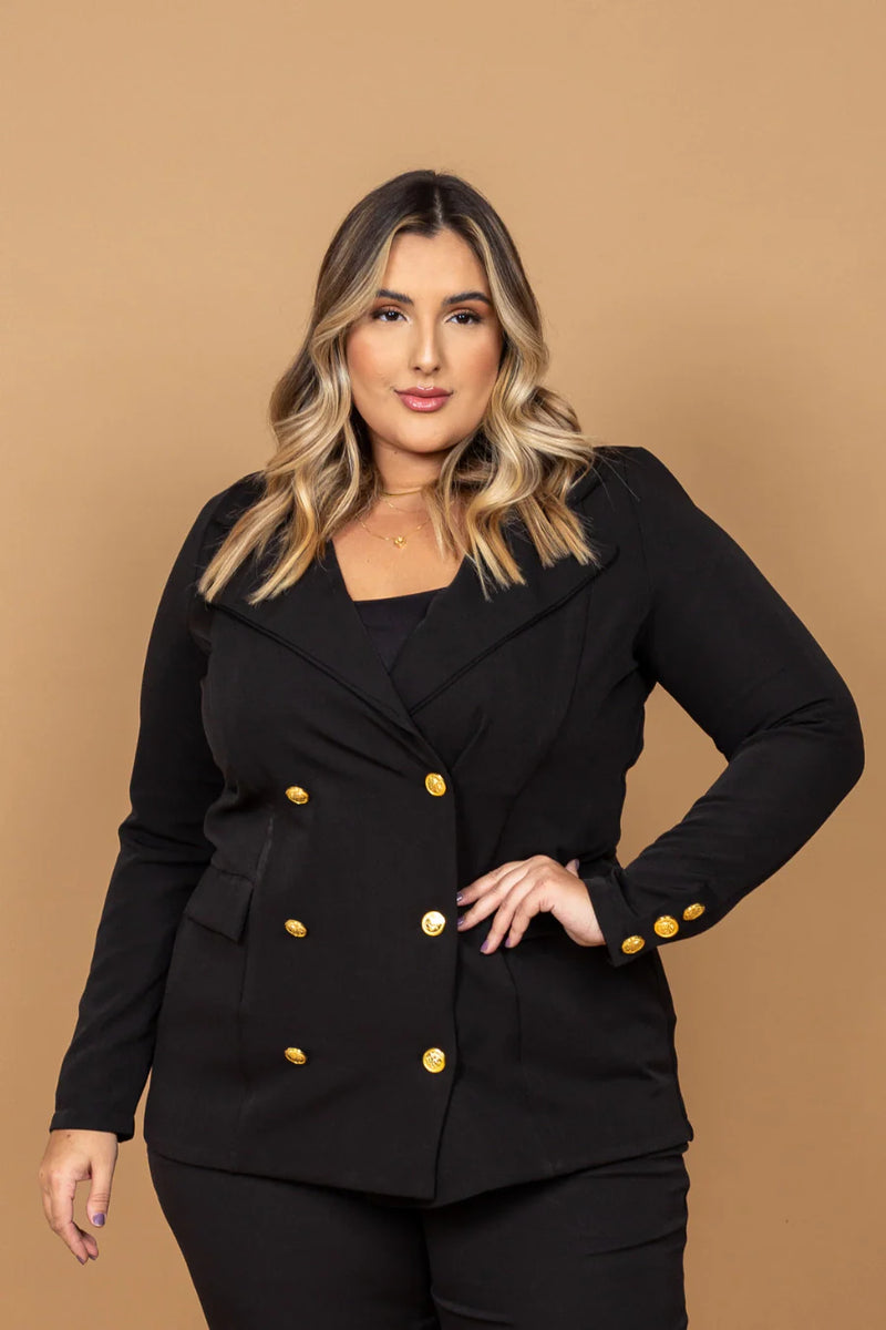 Blazer Feminino Preto Elis – Alfaiataria Plus Size