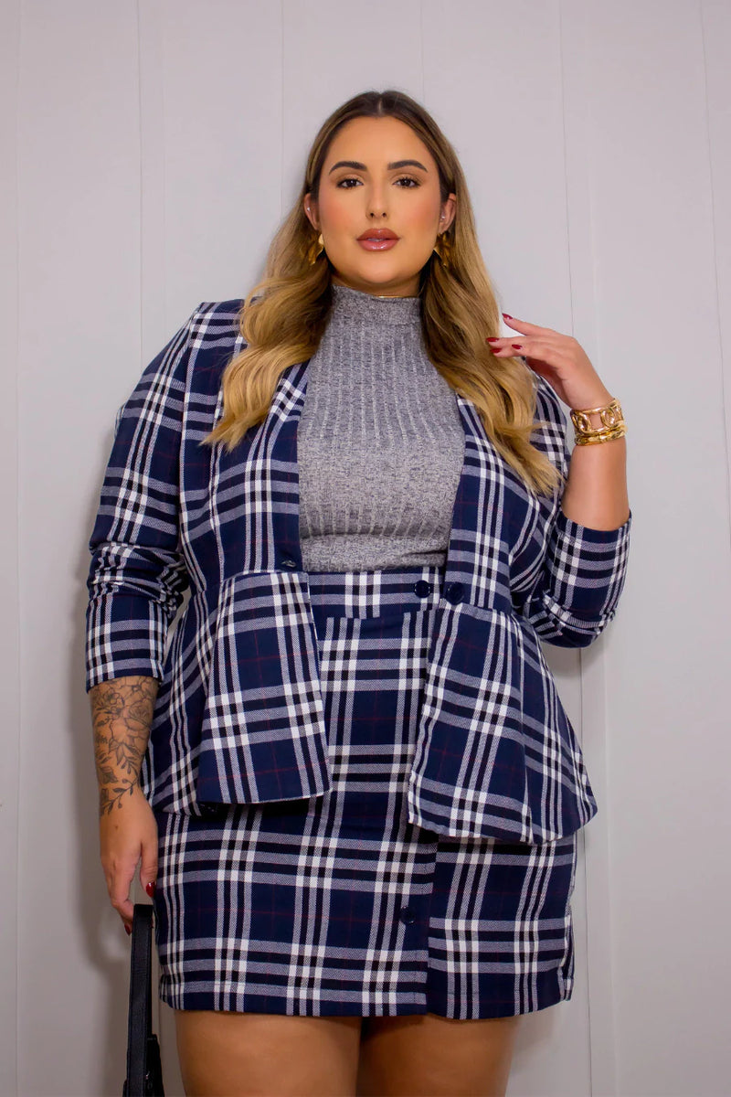 Blazer Plus Size Xadrez Calk