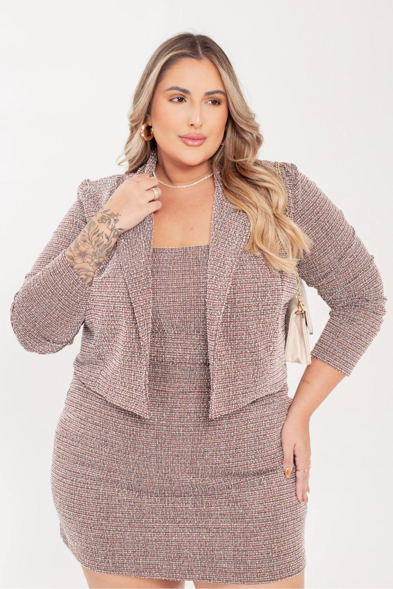 Blazer Feminino Stella Tweed Plus Size