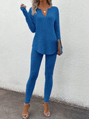 Conjunto Feminino canelado de calça e manga comprida  Beatriz