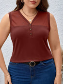 Blusa Feminina sem manga gola V Yoli. Plus Size