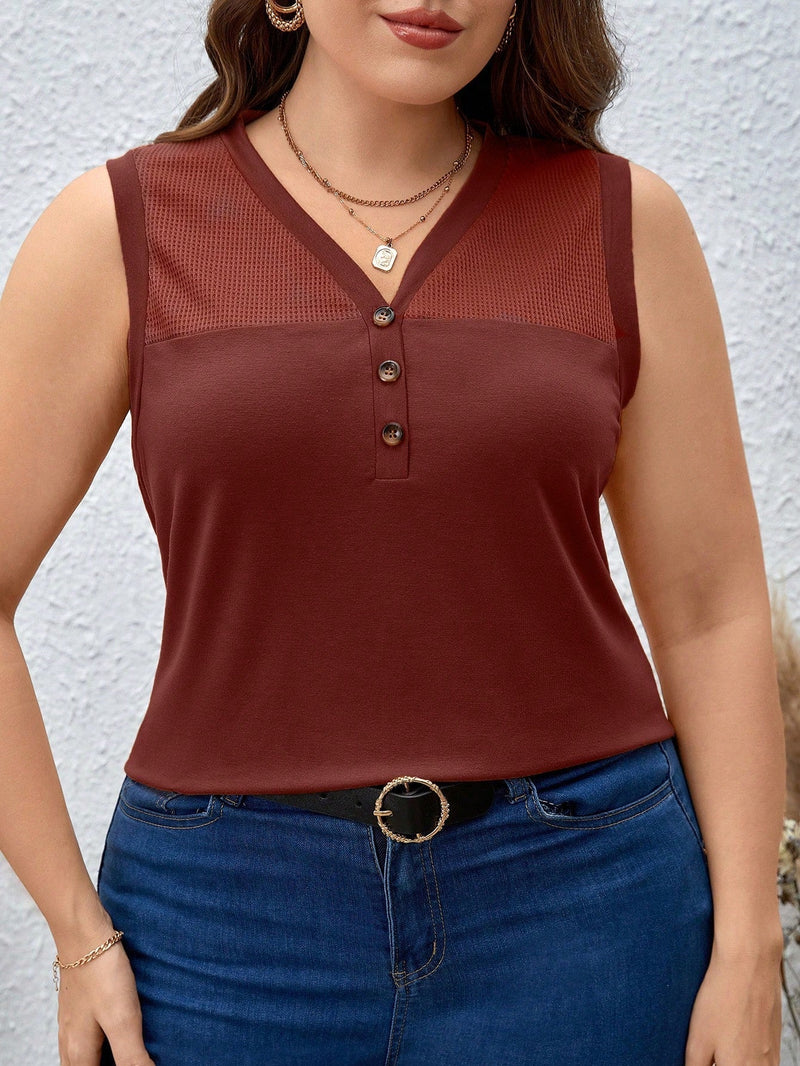 Blusa Feminina sem manga gola V Yoli. Plus Size