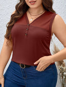 Blusa Feminina sem manga gola V Yoli. Plus Size