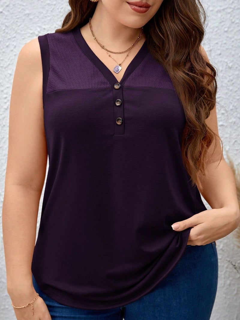 Blusa Feminina sem manga gola V Yoli. Plus Size