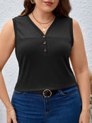 Blusa Feminina sem manga gola V Yoli. Plus Size