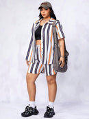 Conjunto com Gola Redonda Listrado Sthé