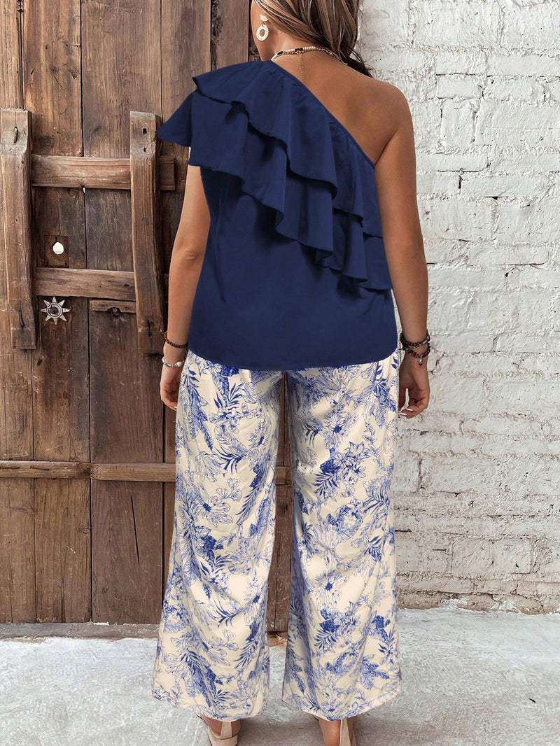 Conjunto Camisa com Babado no pescoço e calça longa Zilma