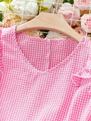 Conjunto Blusa de Manga Curta Xadrez e Short Mily