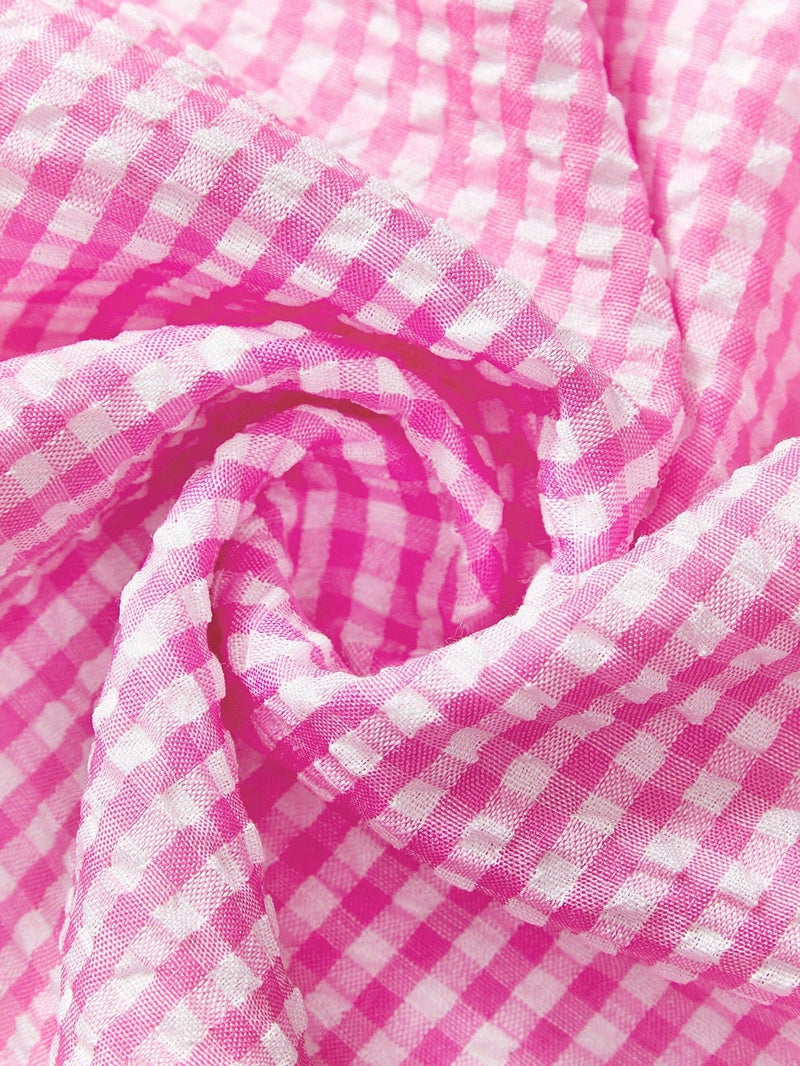 Conjunto Blusa de Manga Curta Xadrez e Short Mily