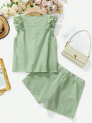 Conjunto Blusa de Manga Curta Xadrez e Short Mily