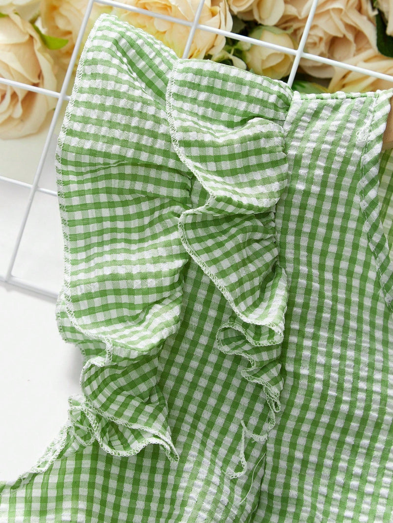 Conjunto Blusa de Manga Curta Xadrez e Short Mily