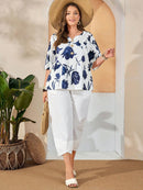 Conjunto Camisa com Estampa Floral e Calça Cropped Ivone