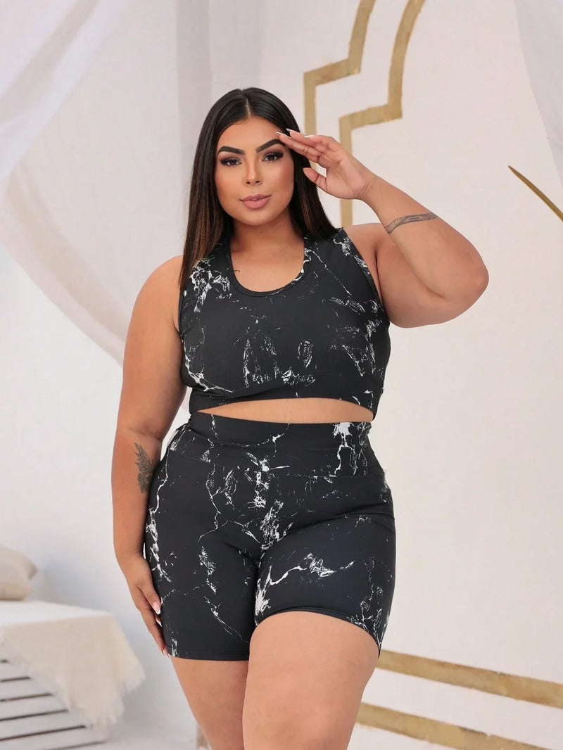 Conjunto Academia Fitness Tye-die Plus Size