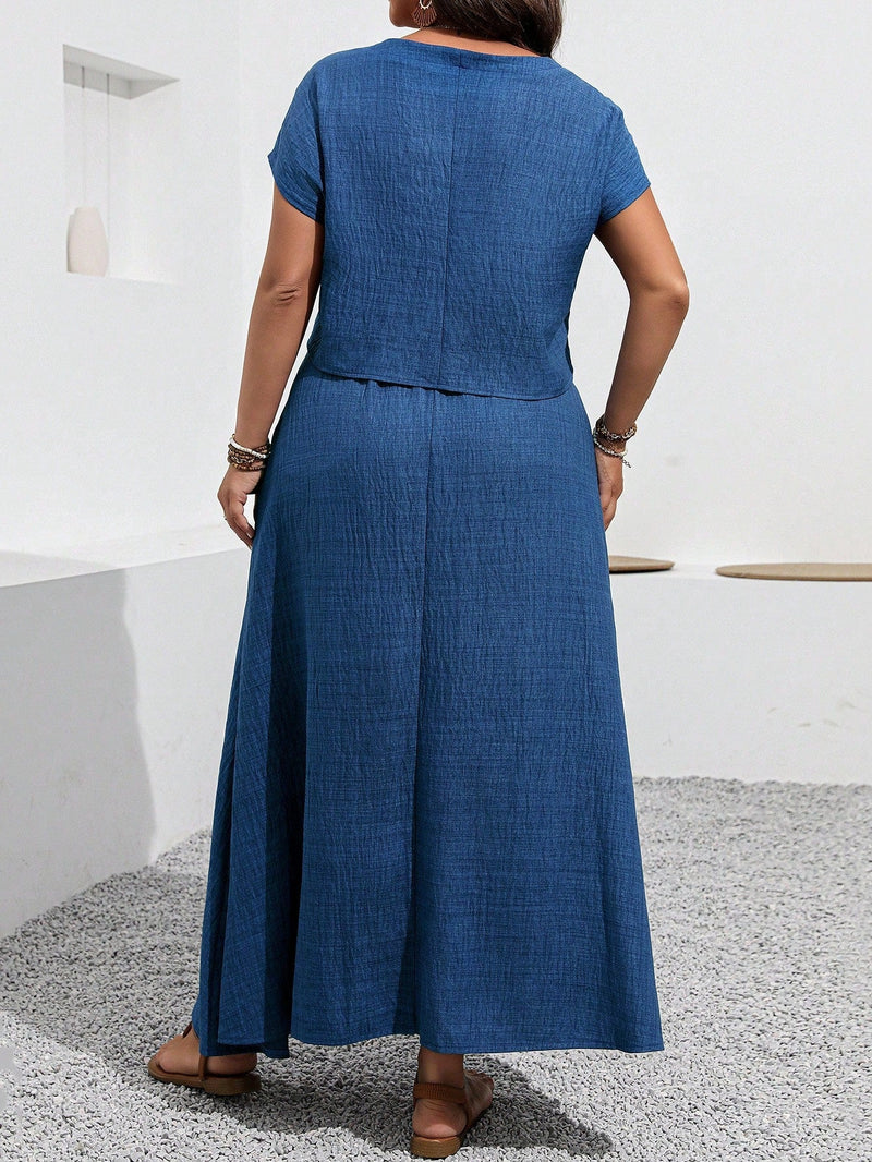 Conjunto Blusa e saia com decoração de bolso Rosana