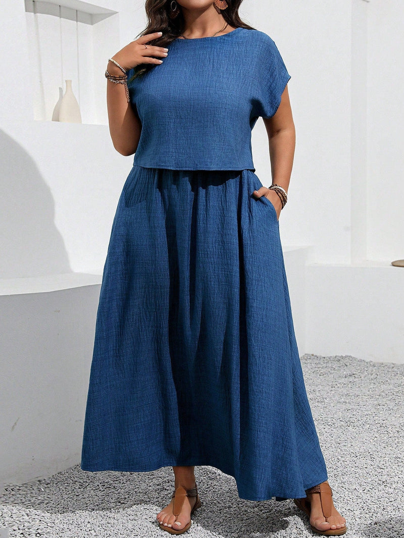 Conjunto Blusa e saia com decoração de bolso Rosana