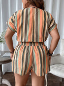 Conjunto Top de Manga Curta e Shorts com Estampa Colorida Luana